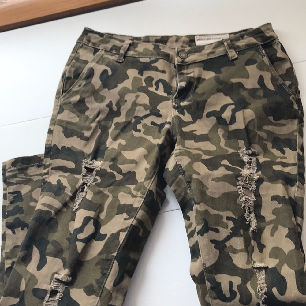 Distressed Camo Skinny Jeans